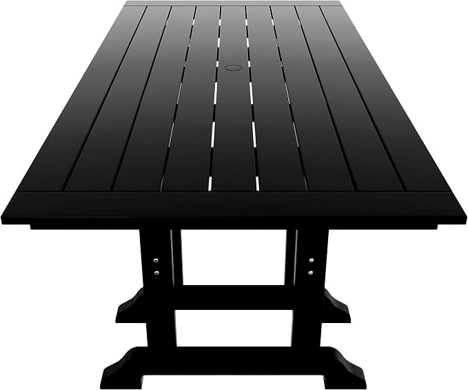 WO Home Furniture Adirondack Patio Dining Chair Table Bench Set of 6 PCS Rectangle Dinner Table Dining Armless Chairs (Black)