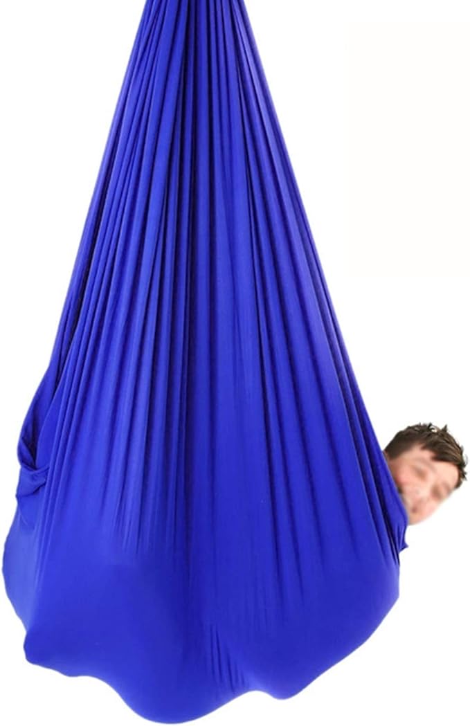 Adjustable Sensory Swing Children's Elastic Swing Set Aerial Flying Yoga Cuddle Hammock for Kids Or Adults Autism ADHD (Color : Blue, Size : 150 x 280 cm (L x W).)