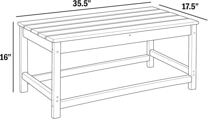HDPE Laguna Outdoor Poly Adirondack Coffee Table, Sand