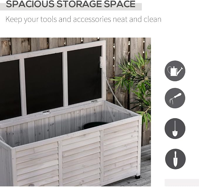 Sturdy Outdoor Deck Box for Patio Storage – Weather-Resistant Wooden Storage Container with Ventilation Gap and Smooth Finish