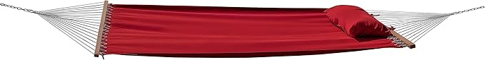 Classic All-Weather Outdoor Hammock with Pillow Sunbrella® Fabric Deluxe Size (Canvas Jockey Red (#5403-0000))