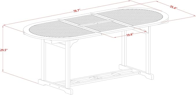 HomeStock Acacia Wood Dining Table - Oval Extension Table, Rustic Outdoor Patio Table, Terrace Table, Solid Wood Table