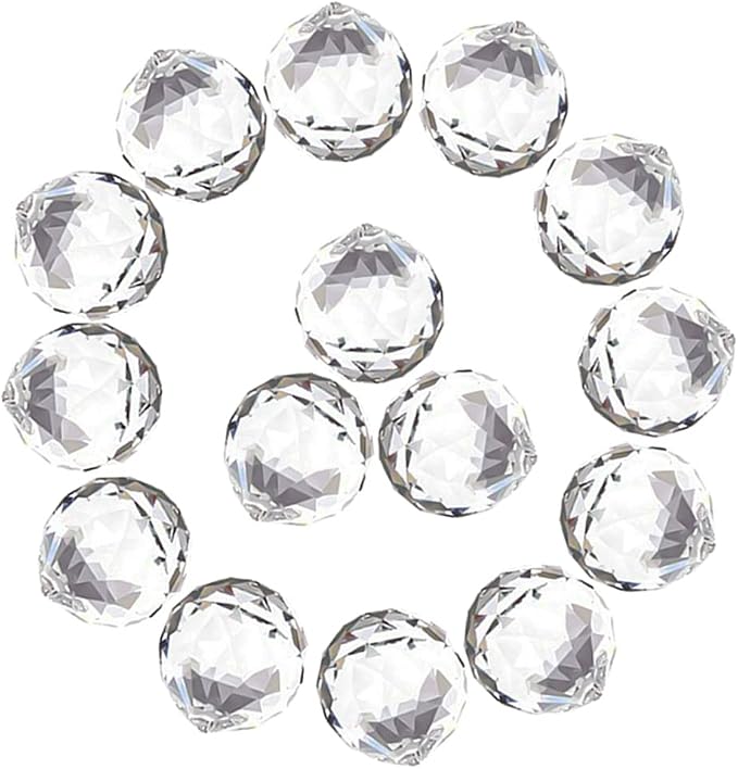 MerryNine 30mm/1.18" 15 Pack Crystal Ball Prism Sun Shine Catcher Rainbow Pendants Maker, Hanging Crystals Prisms for Windows, for Feng Shui, for Gift (Clear)