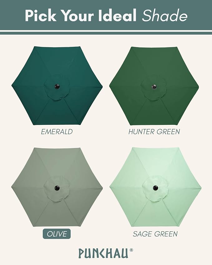 6 Ft Outdoor Patio Umbrella, Easy Open/Close Crank and Push Button Tilt Adjustment - Olive Market Umbrellas