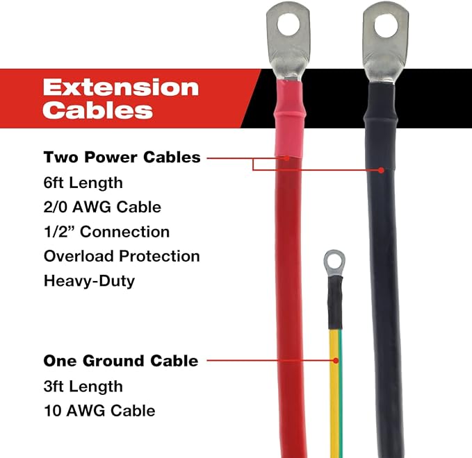 Cummins CMNIKT4 Installation Cable Kit for 4000 Watt and 5000 Watt Inverters 6ft Extension Cables with Ring Terminals