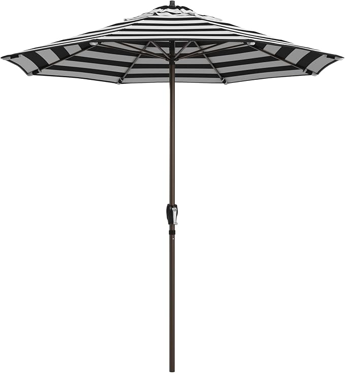 California Umbrella 12-Year Protection 7.5-Ft Outdoor Patio Umbrella, Sunbrella Fade-Resistant Fabric, Auto-Tilt, Heavy Duty Aluminum Frame, 8 Reinforced Ribs for Pool or Deck, Bronze Pole, Cabana Classic