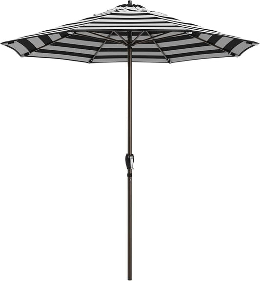 California Umbrella 12-Year Protection 7.5-Ft Outdoor Patio Umbrella, Sunbrella Fade-Resistant Fabric, Auto-Tilt, Heavy Duty Aluminum Frame, 8 Reinforced Ribs for Pool or Deck, Bronze Pole, Cabana Classic