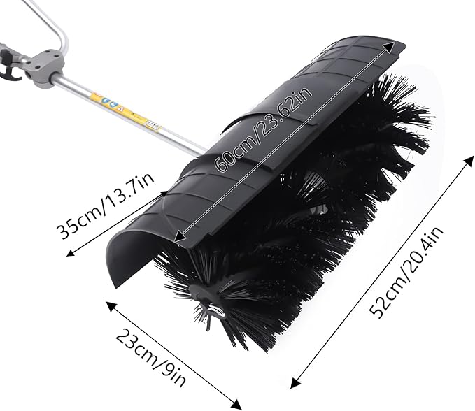 Handheld Sweeper 52CC 2 Stroke Gasoline Power Sweeper Outdoor Sweeping Broom 2.3HP Walk Behind Sweeper Cleaner 20.5'' Turf Lawns Driveway Grass Sweeping Cleaning Tool