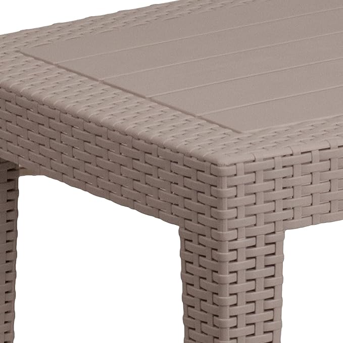 Flash Furniture Seneca Light Gray Faux Rattan Coffee Table