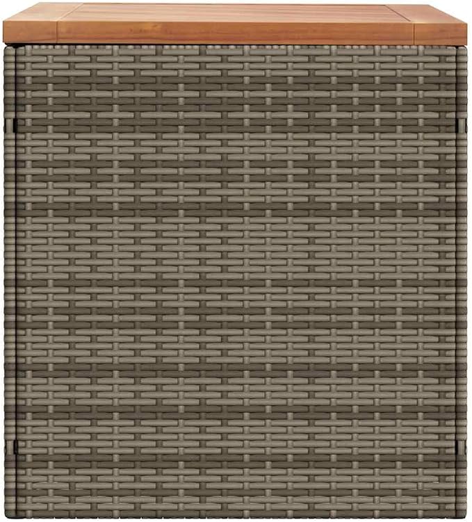 Outdoor Garden Storage Box with Seat, PE Rattan Deck Bin for Patio, Backyard, and Terrace, Weather-Resistant Cushion Organizer, 43.3 x 19.7 x 21.3 Inch, Grey