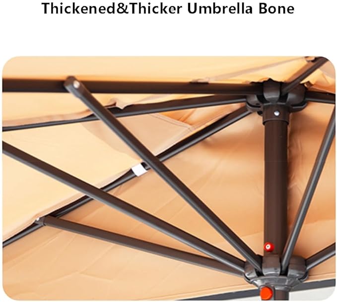 6.6Ft/8.3Ft Half Umbrella Outdoor Patio, Garden Umbrella with Easy Crank Lift Offset Patio Umbrella 5 Sturdy Ribs For Balcony, Deck, Backyard Garden,Courtyard Swimming Khaki 6.6ft/2m