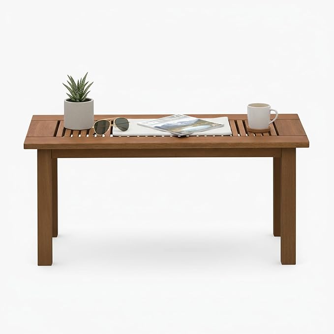 Furinno TIOMAN Patio Table, Outdoor Side Table, Coffee Table in Teak Oil, for Patio, Garden, Porch, for Patio, Garden, Porch, Light Wood