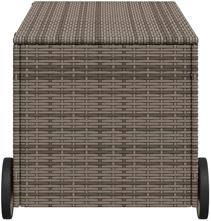 Large Garden Storage Box 50.4 Gallon Outdoor Deck Box with Wheels, Water Resistant PE Rattan Patio Furniture for Cushions Blankets and Pool Toys