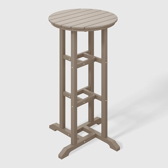WestinTrends Malibu 42" Counter Height Round Outdoor Patio Bistro Bar Table, Weathered Wood