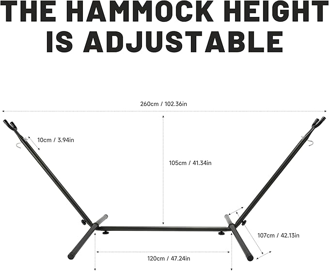 Hammock with Heavy-Duty Steel Stand for Outside，Hammocks 450 Lb Capacity，Portable Hammock，2 People Standing Hammocks，Suitable for Beach，Backyard, Gardens, Patio, Bedroom，100 * 40 * 38 Inch (Blue)