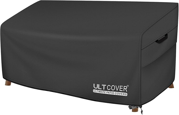 ULTCOVER Patio Furniture Sofa Cover 60W x 35D x 35H inch Waterproof Outdoor 2-Seater Loveseat Cover, Black