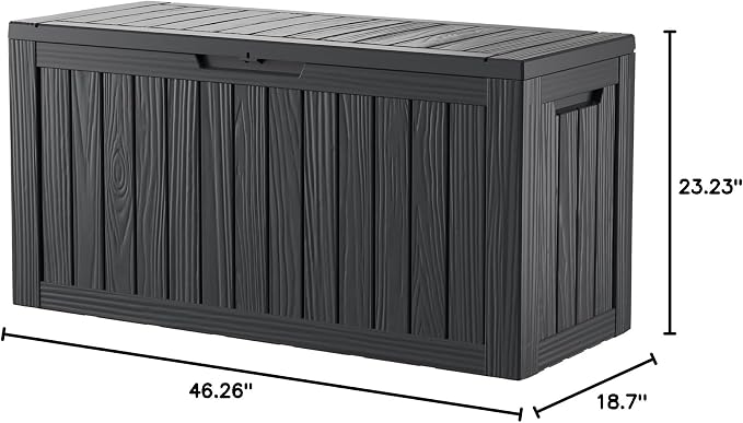 80GAL Deck Box - Black,utdoor Cushions, Throw Pillows,Waterproof Patio Storage Box Covers