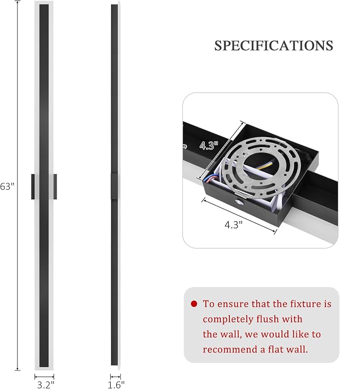 LamQee 63 Inch Long Outdoor Wall Lights Modern Exterior Lighting Fixtures for House, Waterproof 3000K 48W 2400LM LED Linear Outdoor Wall Sconces Lighting for Porch Patio Garage Door Yard Indoor