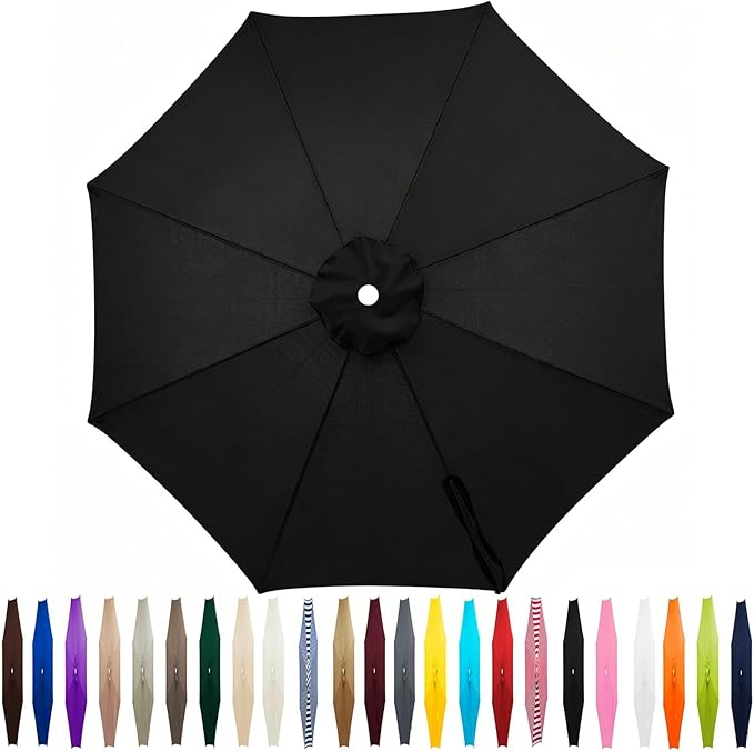 Outdoor Patio Umbrella Replacement Canopy 7.5ft/9ft/10ft/11ft 6/8 Ribs, Cantilever Offset Patio Umbrella Fabric Cover Resistant Waterproof Shade for Table Pool