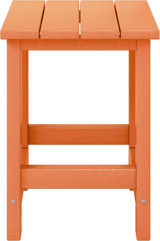 WestinTrends Malibu Kids Outdoor Patio Furniture HDPE Adirondack Square Side Table, Orange