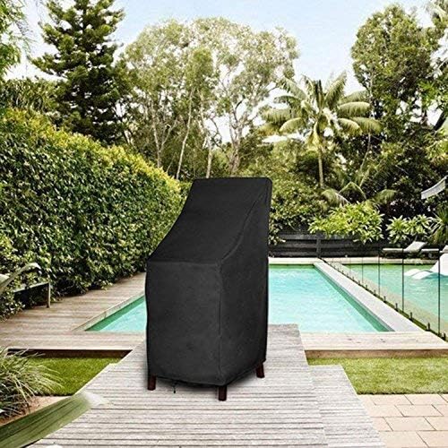 RosieLily Outdoor Chair Covers, High Back Patio Chair Covers Waterproof, Heavy Duty Patio Furniture Covers, Stackable Outdoor Bar Stool Covers, 600D, High Back-2 Pack, Black