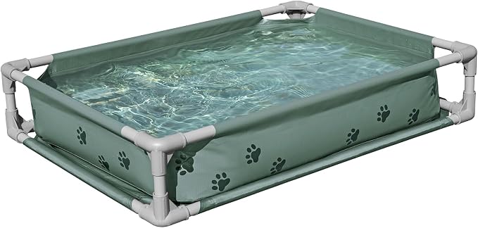 H2OGO! Pet Play Pool & Elevated Bed, Fetchin' Fun 2-in-1 Metal Frame Pool and Raised Mesh Bed for Small, Medium, and Large Dogs up to 99 lbs