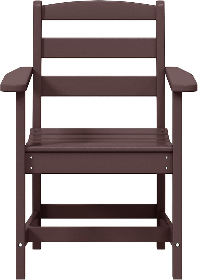 WestinTrends Ashore Outdoor HDPE Patio Classic Dining Arm Chair, Dark Brown