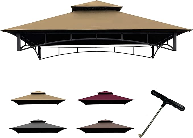 Coastshade Replacement Gill Gazebo BBQ Canopy Top for Model #L-GG001PST-F,8x5 Gazebo Grill Canopy BBQ Gazebos Top Only(Khaki)