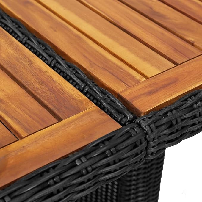 11-Piece Outdoor Dining Set Black and Dark Grey Hand-Woven PE Rattan Rectangular Patio Dining Furniture Set 78.7 x 39.4 x 29.1 in Powder-Coated Steel Frame for Garden Patio Balcony