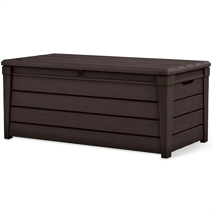 for Keter Brightwood 120gal Weatherproof Resin Patio Deck Storage Box Bench, Brown