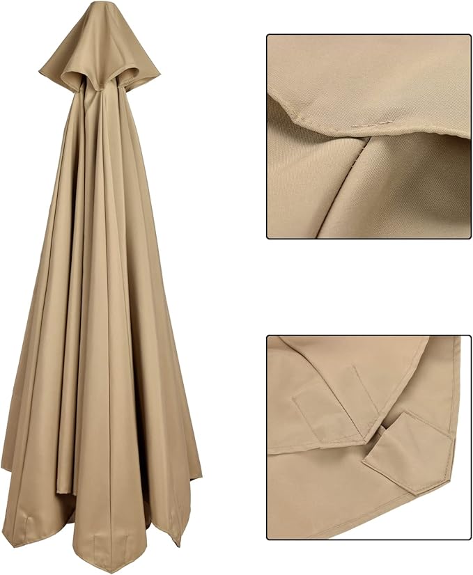 belupai 10ft Patio Umbrella Replacement Canopy, 8 Ribs Canopy Replacement Water Resistant Patio Canopy Outdoor Table Market Yard Umbrella Top Outdoor Umbrella Canopy for 56-58in Ribs (Canopy Only)(Tan,8 Ribs)