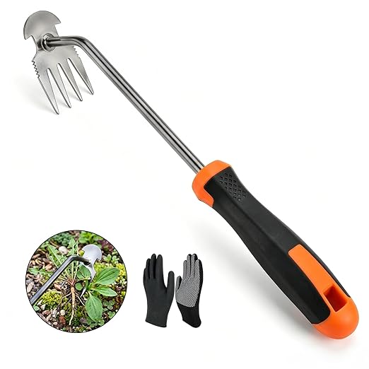 Weed Puller Tool, Durable Garden Weeder, Dual-Purpose Manual Weed Remover with Manganese Steel Teeth, Portable Uprooting Tool for Vegetable Gardens & Backyard
