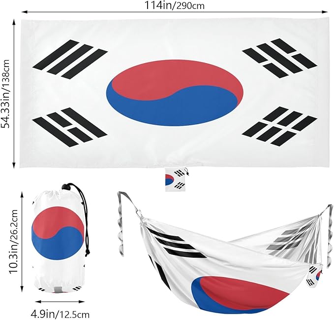 National Flag of The Democratic People's Republic of Korea Hammocks with Portabl Carry Bag Backyard Hammock for Indoor Outdoor Patio