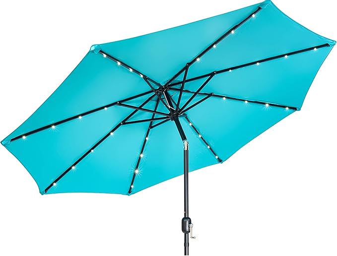 Trademark Innovations Deluxe Solar Powered LED Lighted Patio Umbrella - 9'