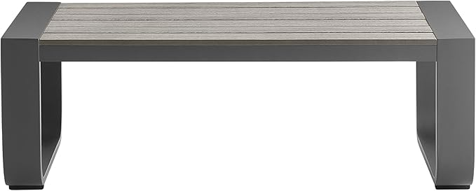 CHITA Aluminum Outdoor Patio Furniture Coffee Table, All-Weather Outdoor Metal Coffee Table, Modern Rectangle Coffee Table for Balcony, Garden, Grey