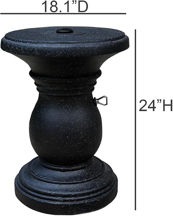 Outdoor Patio Umbrella Side Tables, Heavy Duty Table with Umbrella Hole for Porch, Umbrella Stand Base with Hand-Turn Tightening Knob, Garden Coffee Table, Black