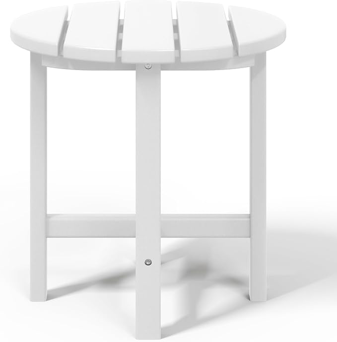 WestinTrends Dylan Adirondack Round Outdoor Side Table, White