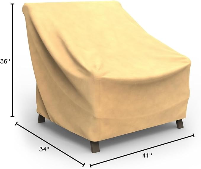 Budge P1W02SF1 All Seasons Patio Chair Cover Lightweight, UV-Resistant, Large, Tan