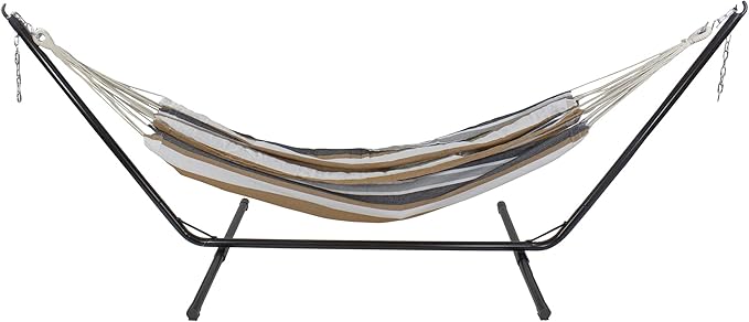 Northlight 32816501 Striped Woven Cotton Double Brazilian Hammock Neutral, Brown