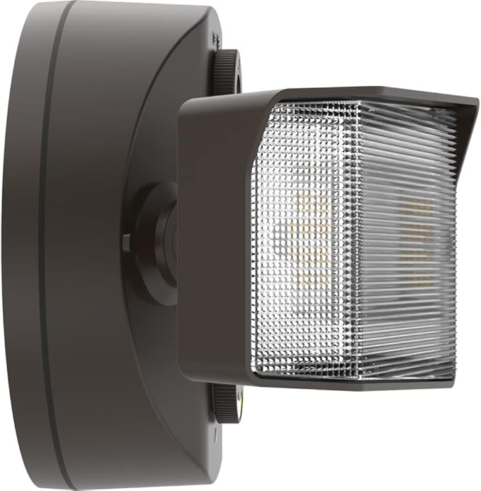 Lithonia Lighting HomeGuard 2-Light LED Outdoor Flood Lights, Outdoor LED Lights, Dusk to Dawn Sensor, Adjustable Lumens, Selectable Color, Square Heads, Dark Bronze (HGX LED 2SH ALO SWW2 120 PE DDB)