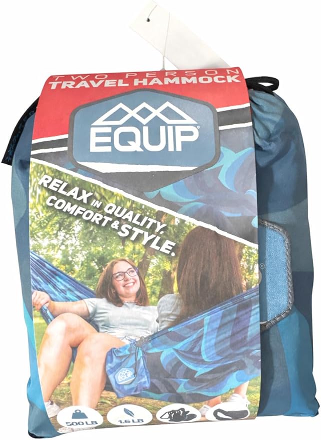 2 Person Travel Hammock, Portable Outdoor Camping Hammock, 500 lb Capacity, Lightweight 1.6 lb
