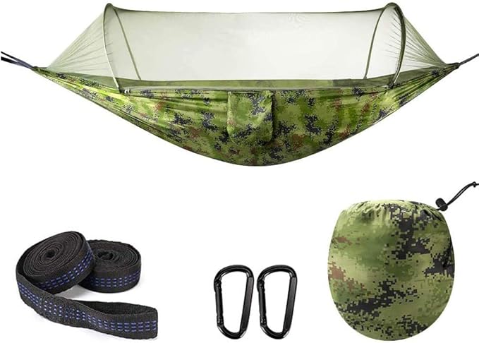 Camping Hammock with Rain Fly and Bug Net Hammock with Mosquito Net Portable Hammock and Canopy Hanging Hammock for 2 Person Hammocks for Trees Lightweight Hammock(Camouflage)