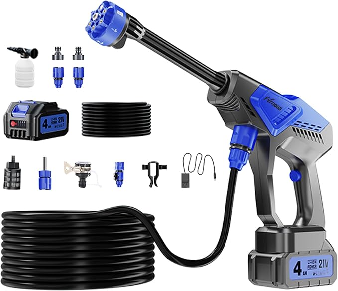 Portable Handheld Cleaning Tool, Lightweight Compact Spray Tool with 6-in-1 Nozzle for Car Patio Window Garden Outdoor Use and Daily Home Maintenance, Blue