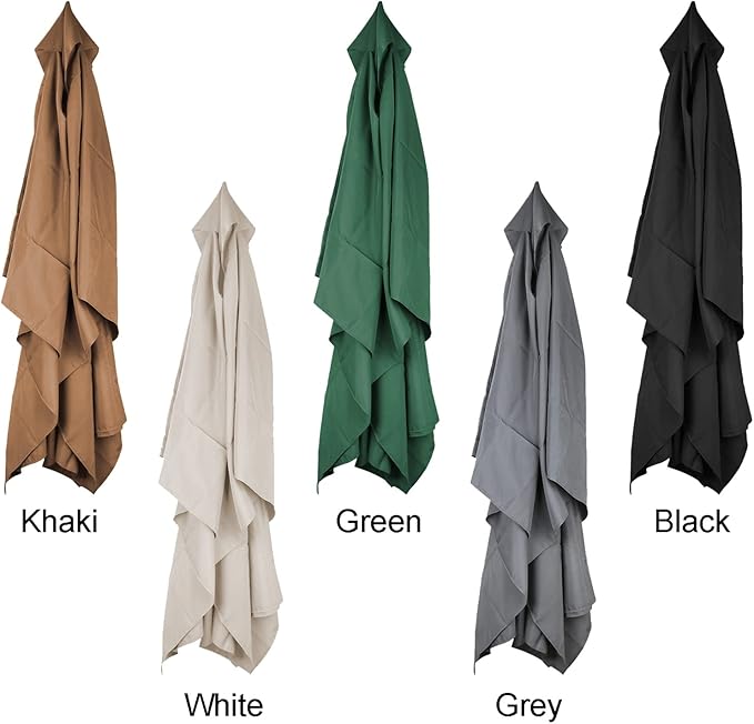 Rectangular Umbrella Canopy Replacement 6 Ribs, Fade Resistant Replacement Umbrella Canopy, Heavy Duty Polyester Fabric Outdoor Shade Canopy Cover for Market Table Cantilever Parasol Top Cover(Black)