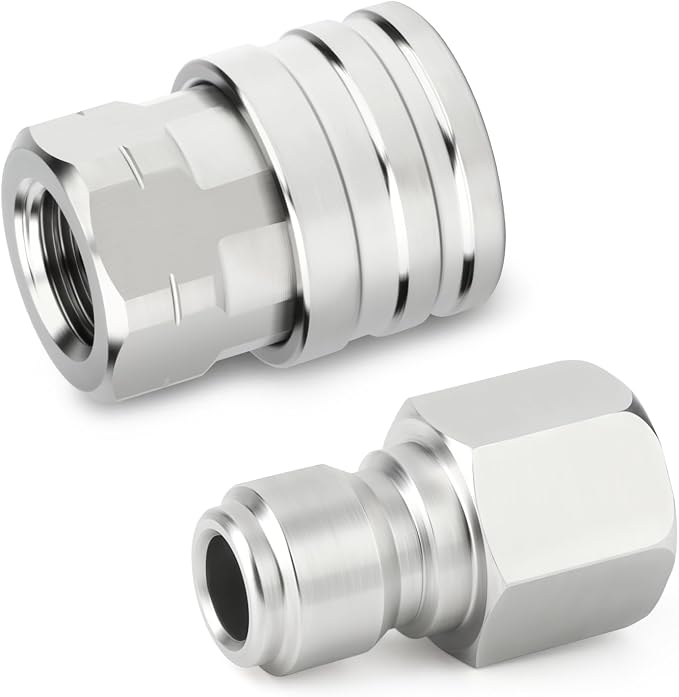 TAISHER 6PCS 304 Stainless Steel 1/4" Female NPT High Pressure Washer Quick Connect Coupler for Pressure Washing Gun Hose Accessories