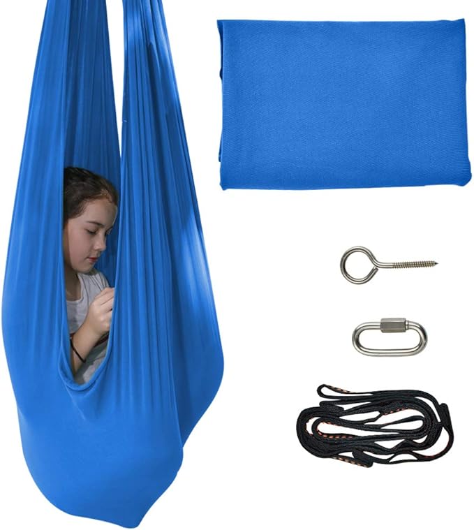 TOPARCHERY Indoor Sensory Swing for More Special Needs, Cuddle Hammock for Sensory Integration Snuggle Swing Hammocks (Blue)