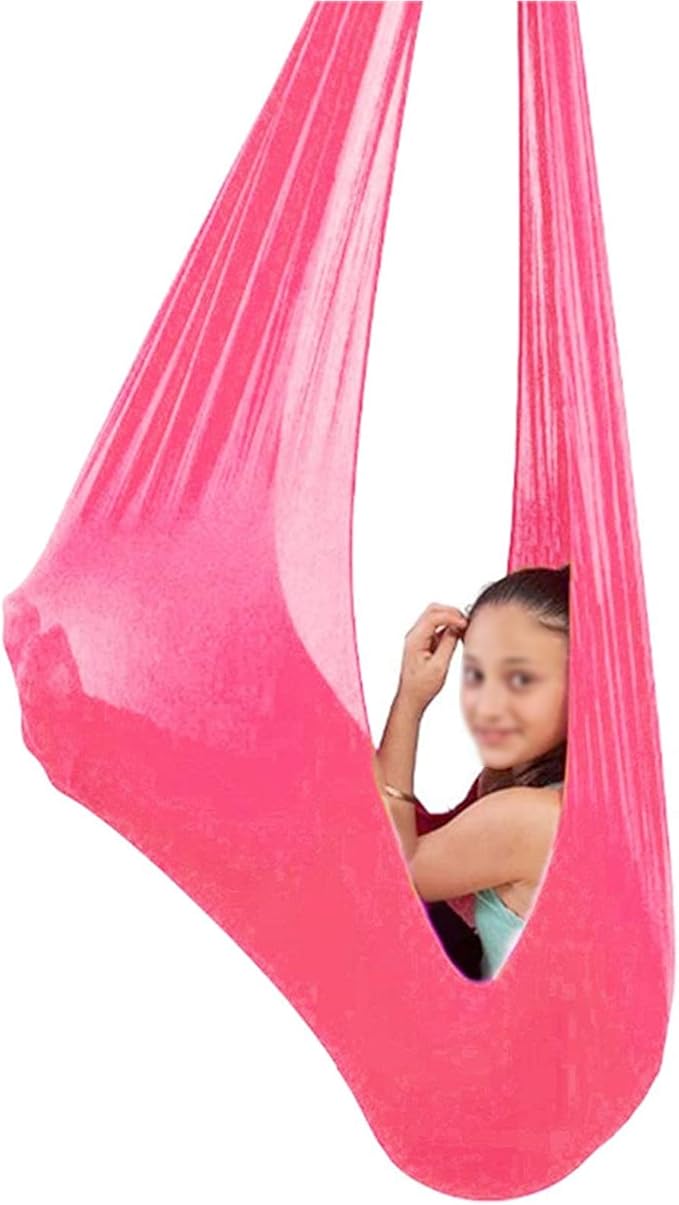 Sensory Swing for Kids Hanging Hammock Indoor Hammocks for Children Sensory Integration Outdoor Camping (1 Meter/1.5Meter) (Color : Pink, Size : 100 x 280 cm (L x W))