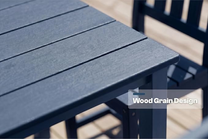 HDPE Outdoor Dining Set for 4, Square Table & Chairs Set | • All-Weather Polywood Composite • 410 lbs Heavy-Duty Support • Built-In 2" Umbrella Hole • Easy Soap-Water Wash