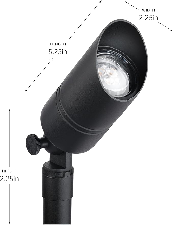 Kichler 5" Black Brass MR16 12V Drop-in Accent Fixture, Landscape Lighting, (2.25" x 5.25"), 15475BKB
