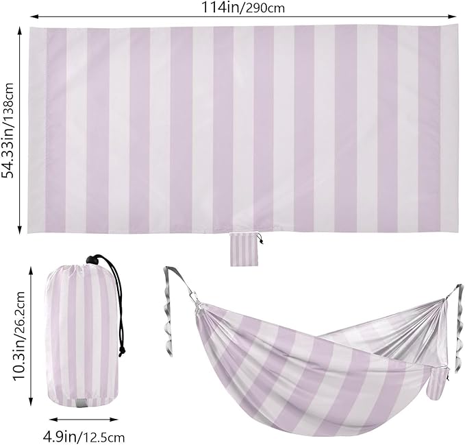 Purple Vertical Stripes 330lb Capacity Hammocks for Camping with Portabl Carry Bag Hanging Hammock for Outside Patio Garden hamacas para adultos con soporte